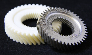 This prototype of a gear can be tested to see if it meshes with other gears.